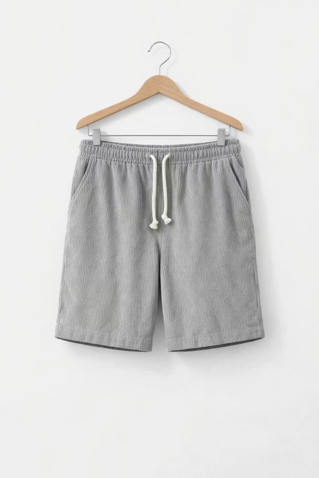 Ribbed Corduroy Drawstring Shorts