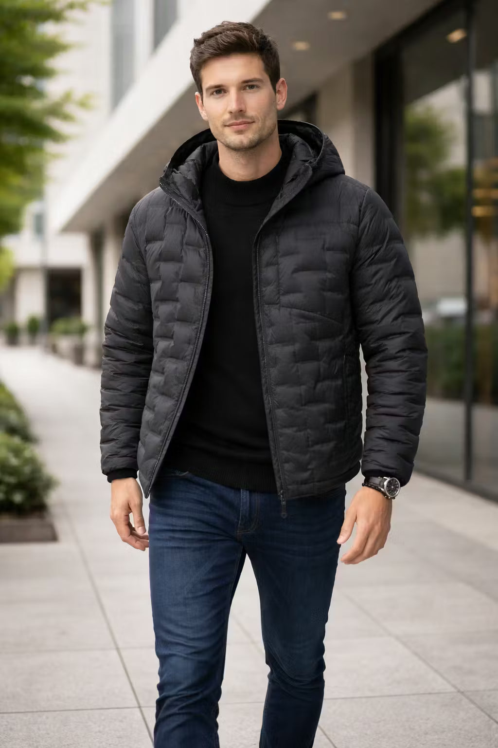 Midnight Alpine Quilted Hooded Jacket