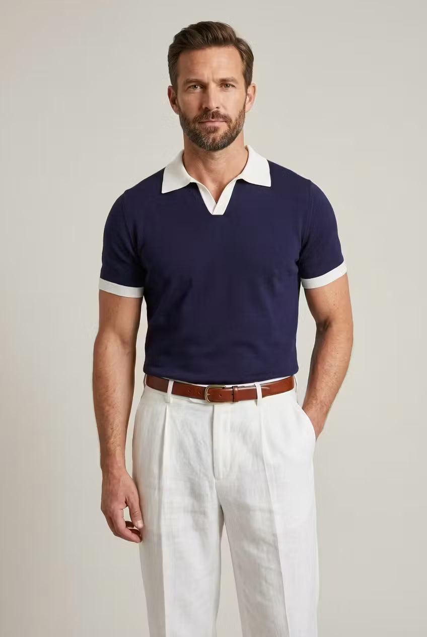 Langford Contrast Knit Polo