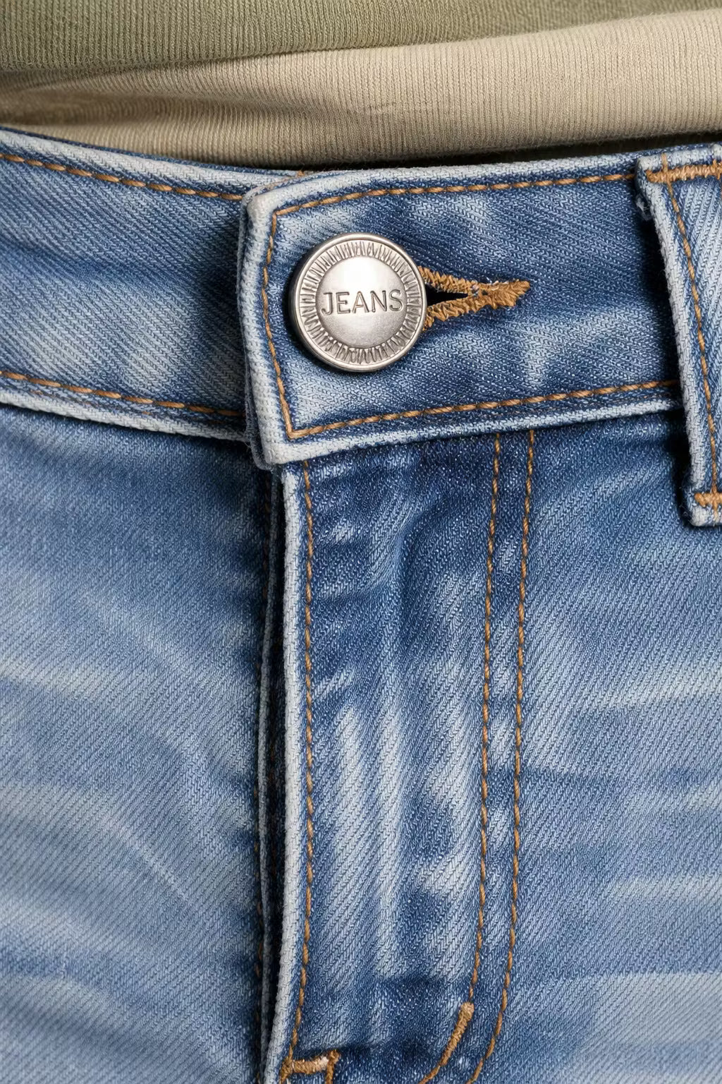 Men’s Distressed Denim Jeans With Straight Fit Button Fly And Worn Texture