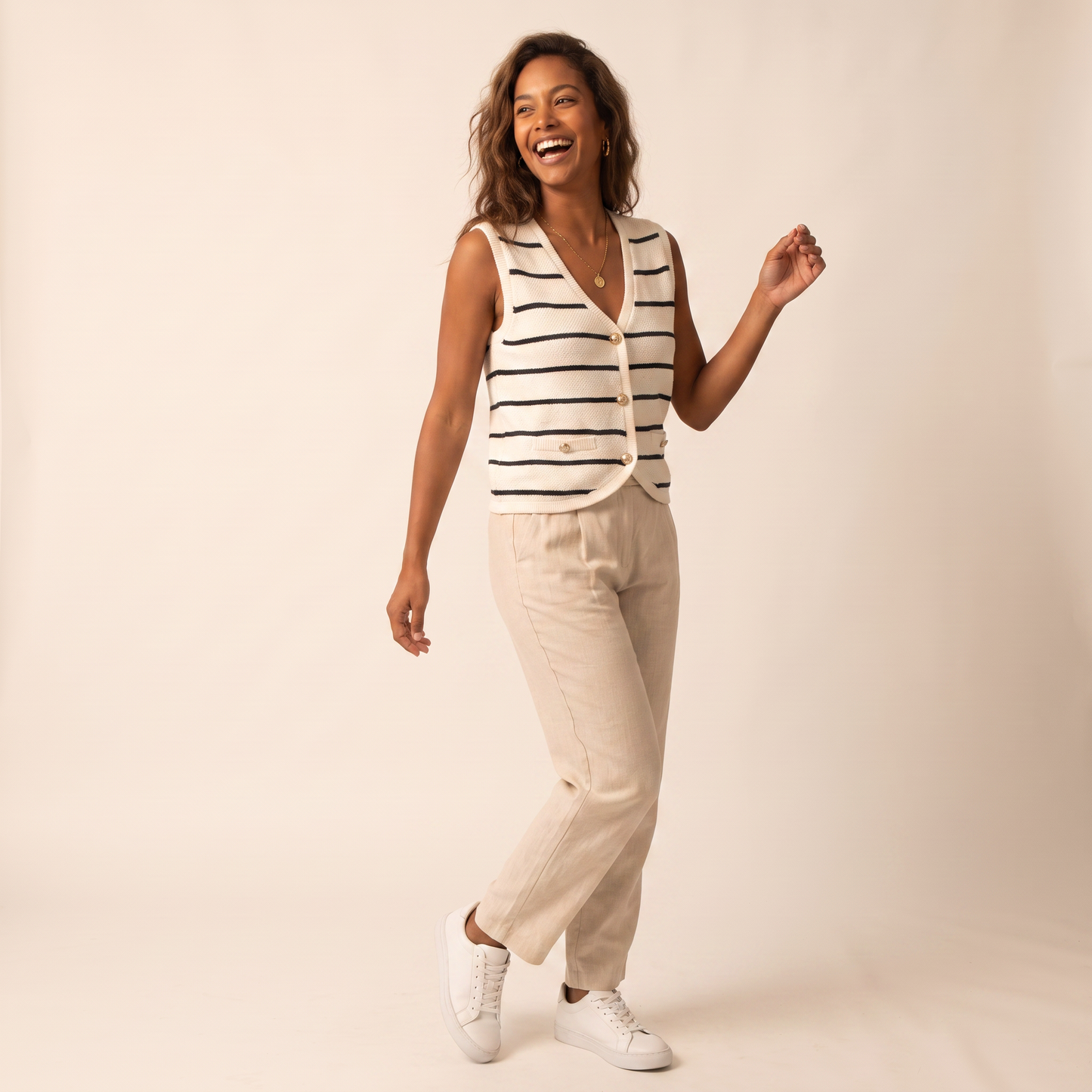 Lila vest met contraststrepen