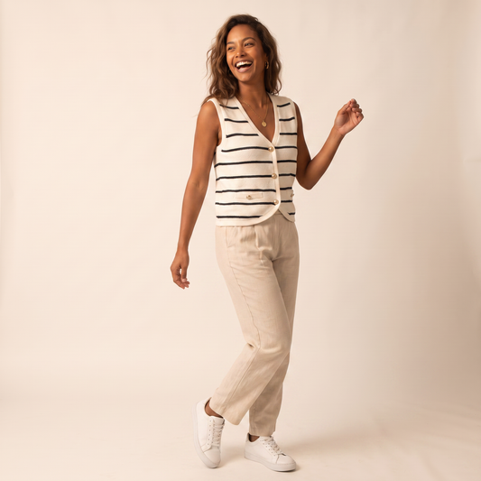Lila vest met contraststrepen