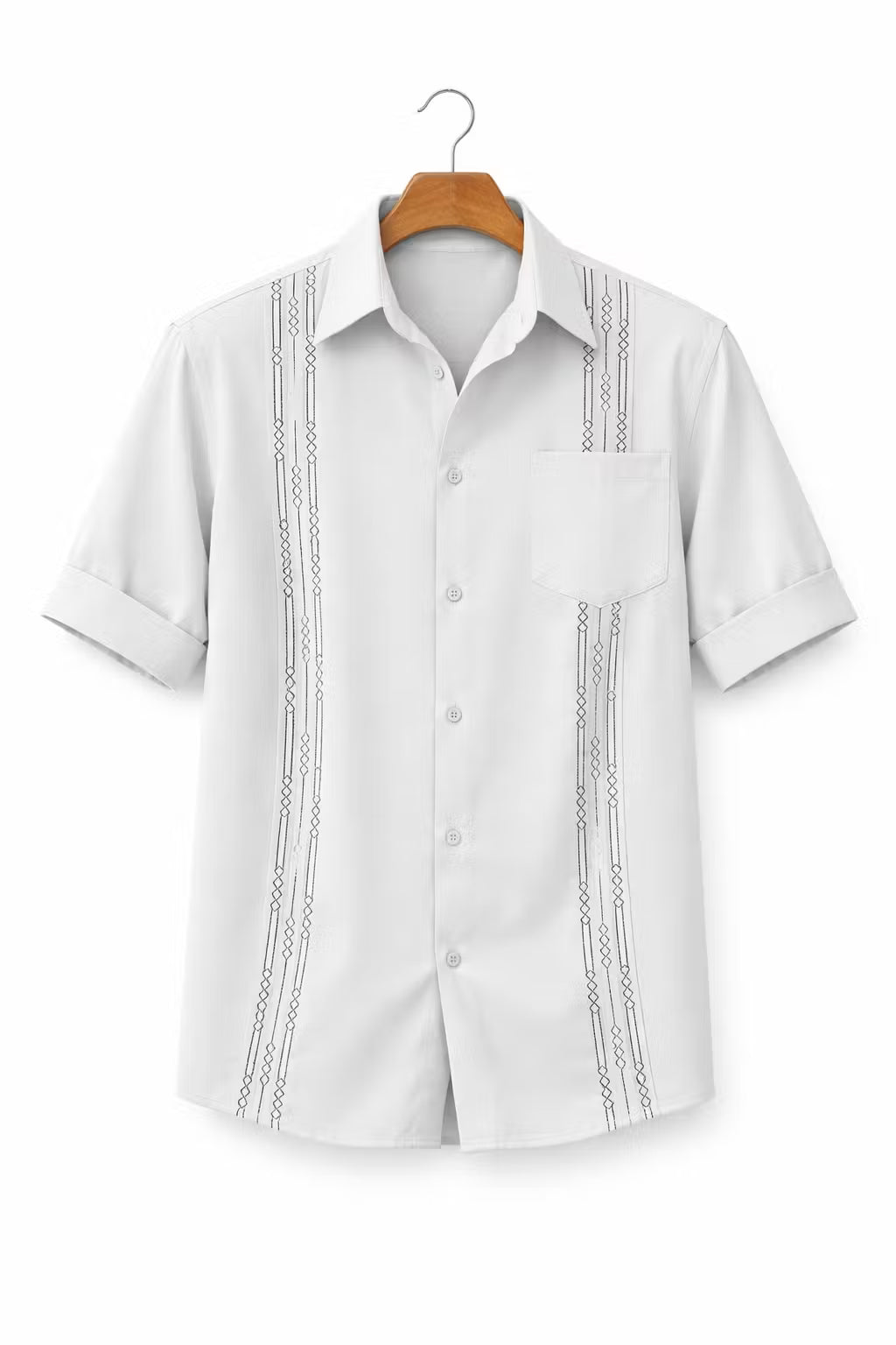 Embroidered Stripe Long Sleeve Button Shirt