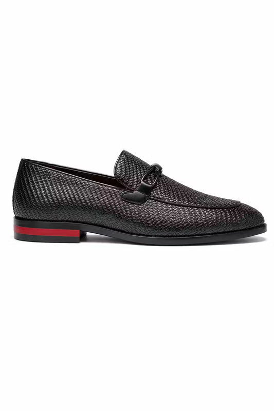 Textured Leather Horsebit Loafers