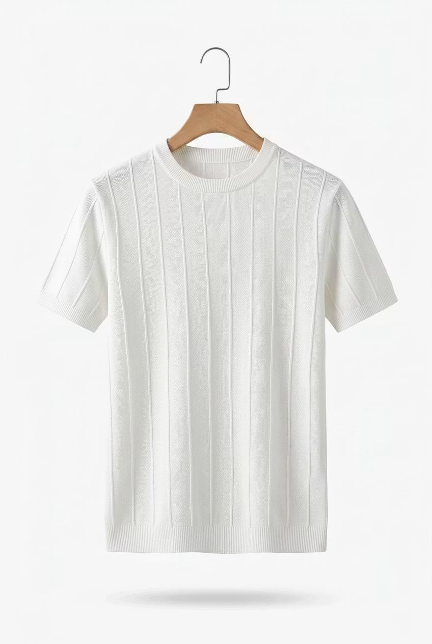 Men’s Vertical Rib Knit Short Sleeve Shirt