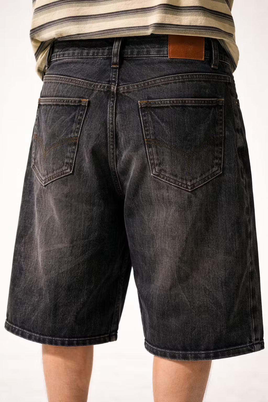 Washed Wide Leg Denim Shorts