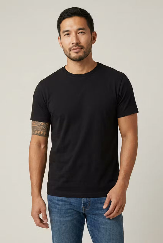 Zwart T-shirt met ronde kraag