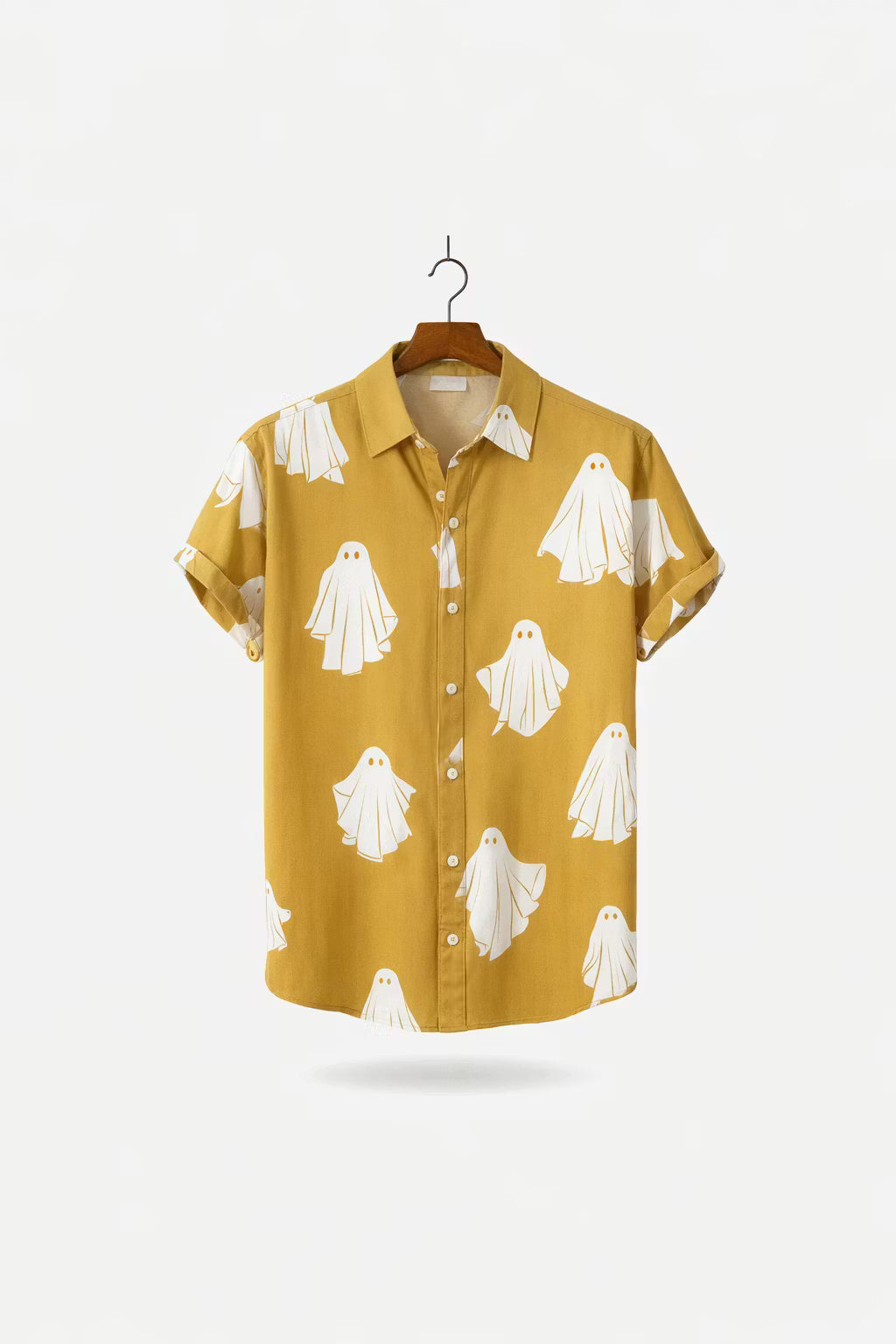Ghost Print Short Sleeve Button Shirt