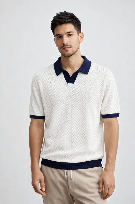 Men’s Textured Knit Polo Shirt