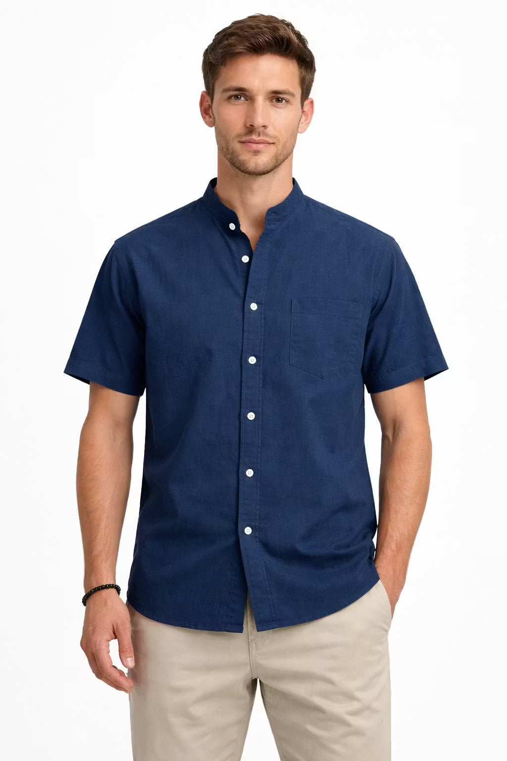 Men’s Cotton Home Short Sleeve Button Shirt