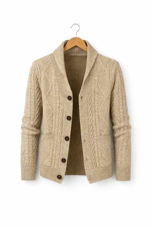 Cable Knit Button Front Cardigan Sweater