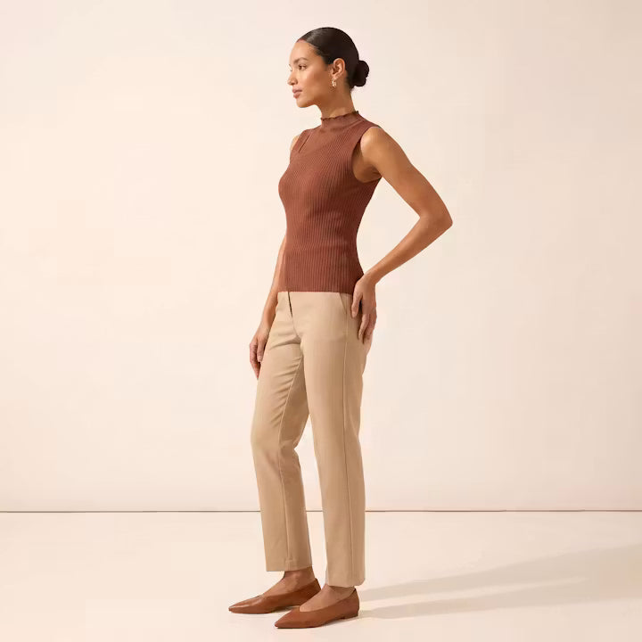 Amara Gebreide Top met Mesh Hals