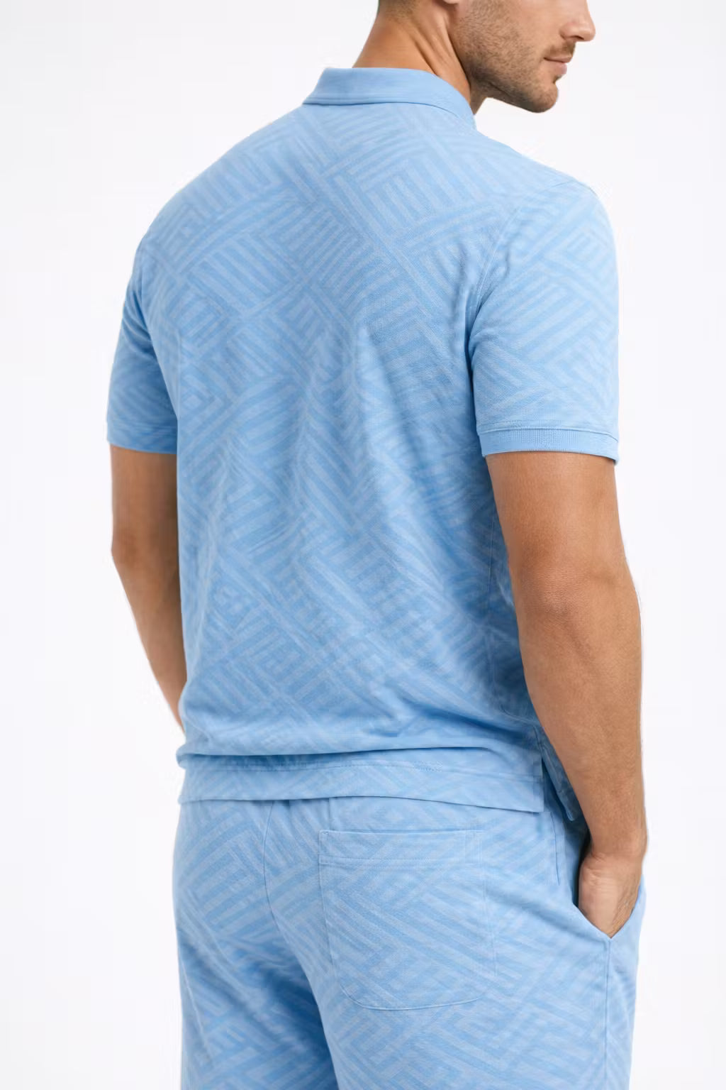 Jacquard Polo and Drawstring Shorts Set
