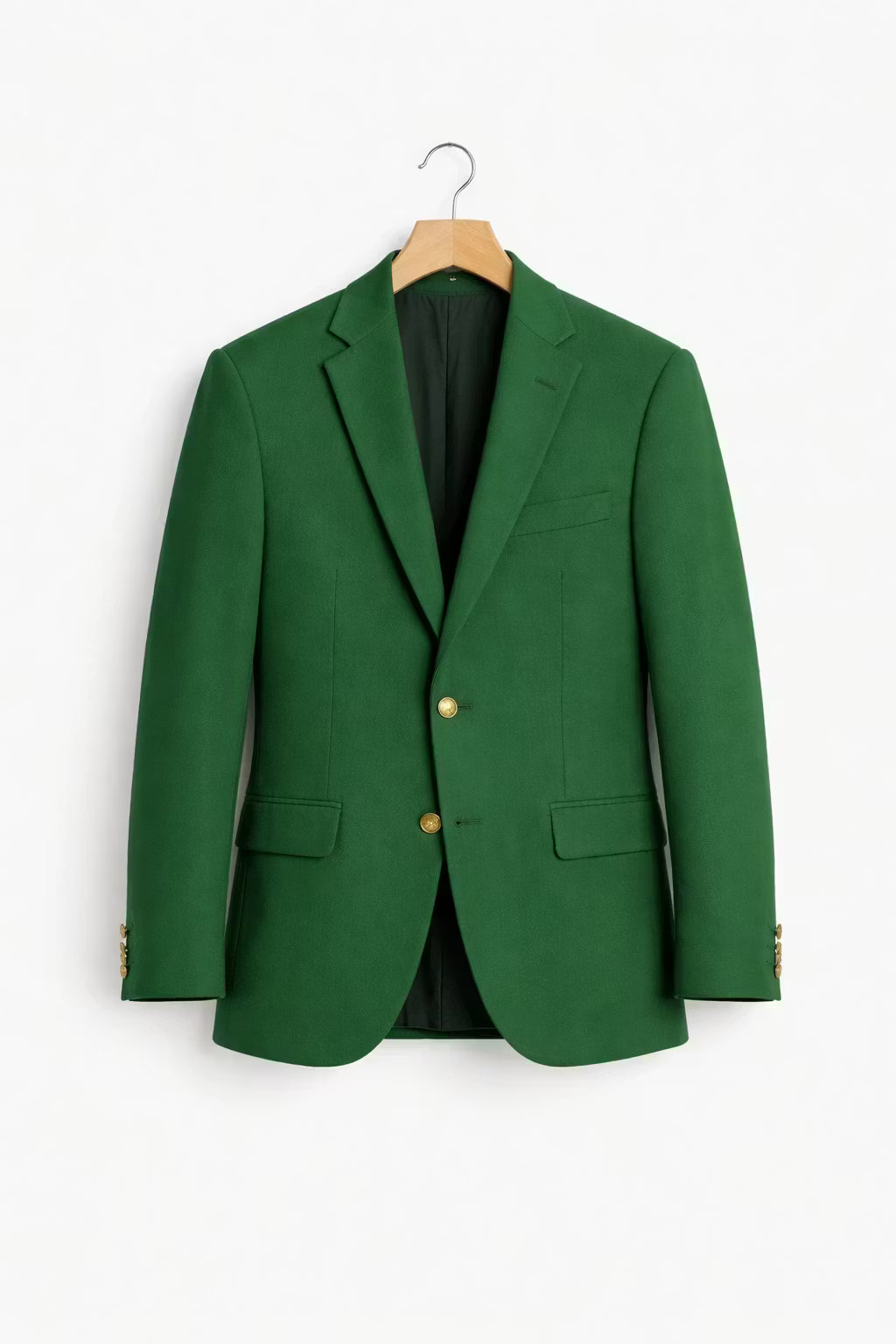 Men’s Green Blazer Jacket With Button Front Notched Collar