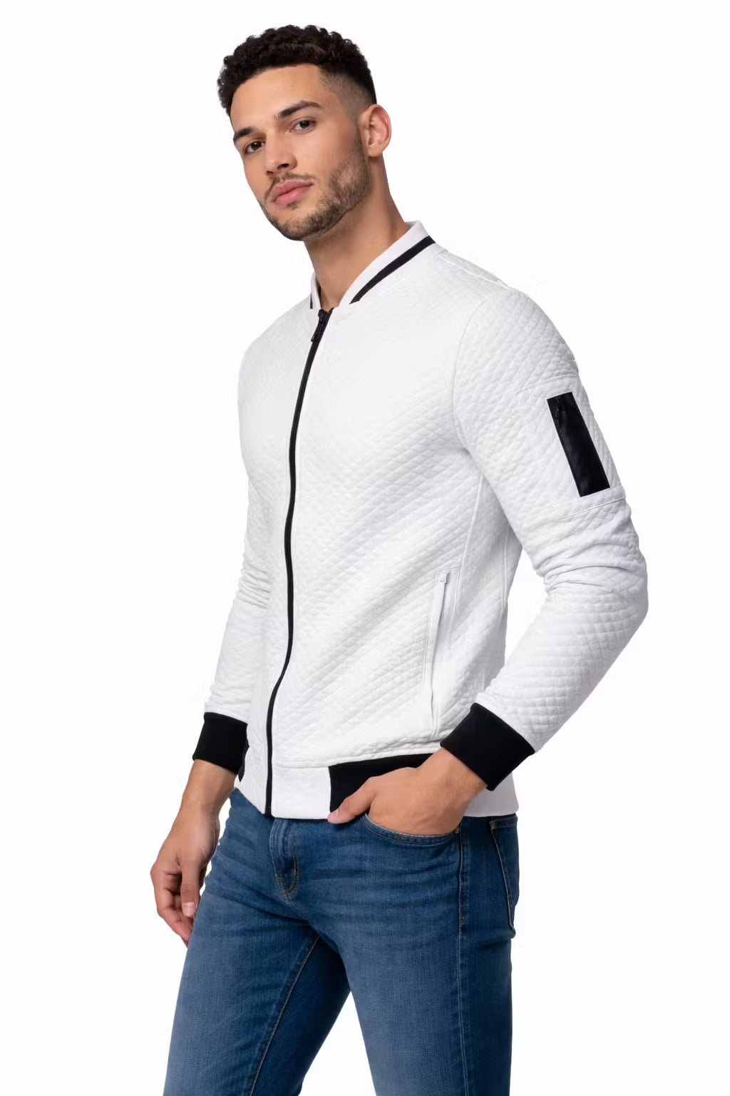 Men’s Textured Quilted Zip Jacket