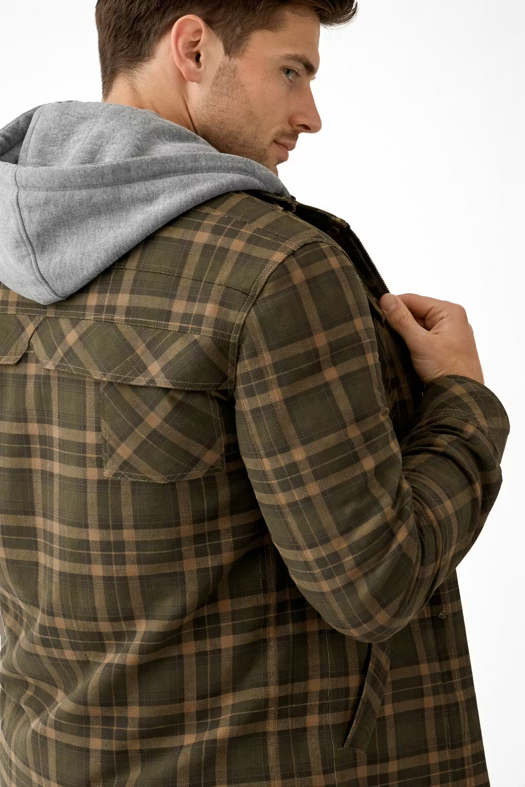 Hooded Plaid Field Jacket