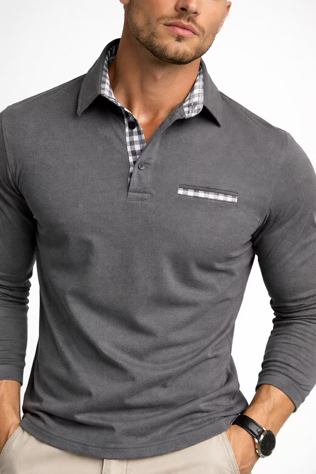 Monroe Plaid Trim Polo Shirt