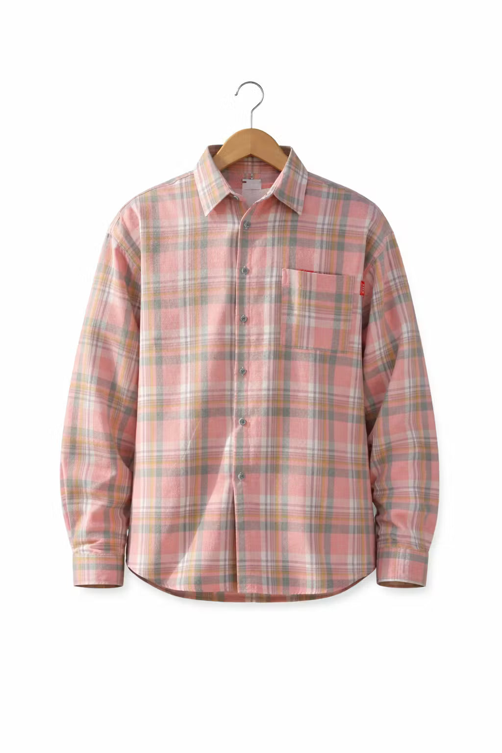Men’s Light Plaid Long Sleeve Button Up