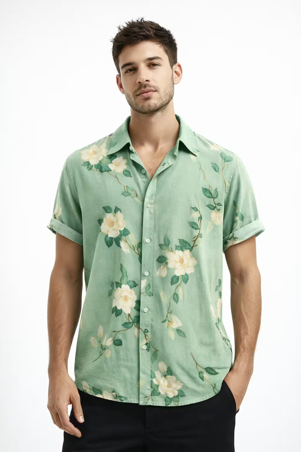 Floral Short Sleeve Button Shirt