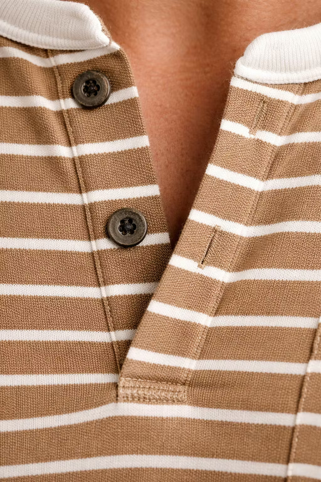 Striped Button Henley Long Sleeve Shirt