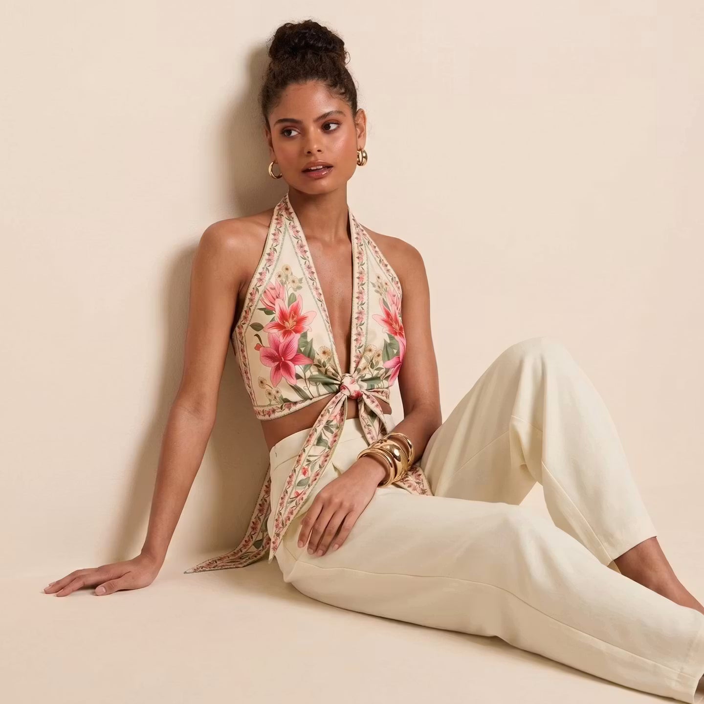 Fleur Tie Halter Top