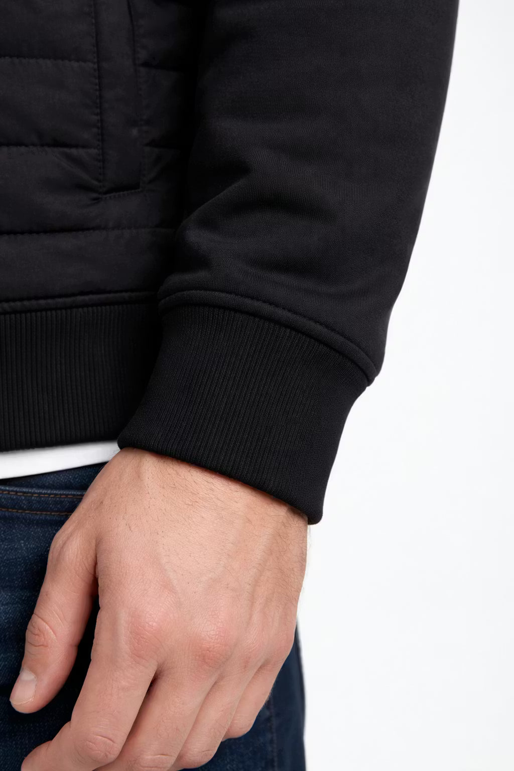 Quilted Stand Collar Zip Jacket with Standard Sleeves