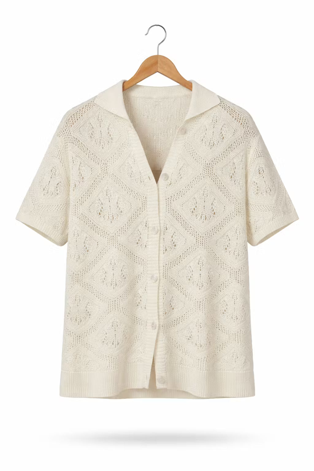 Coastal Prism Crochet Button Shirt