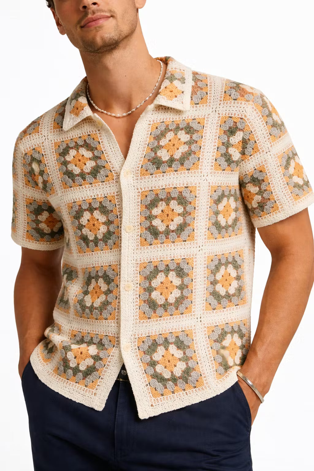 Heritage Grid Crochet Button Shirt