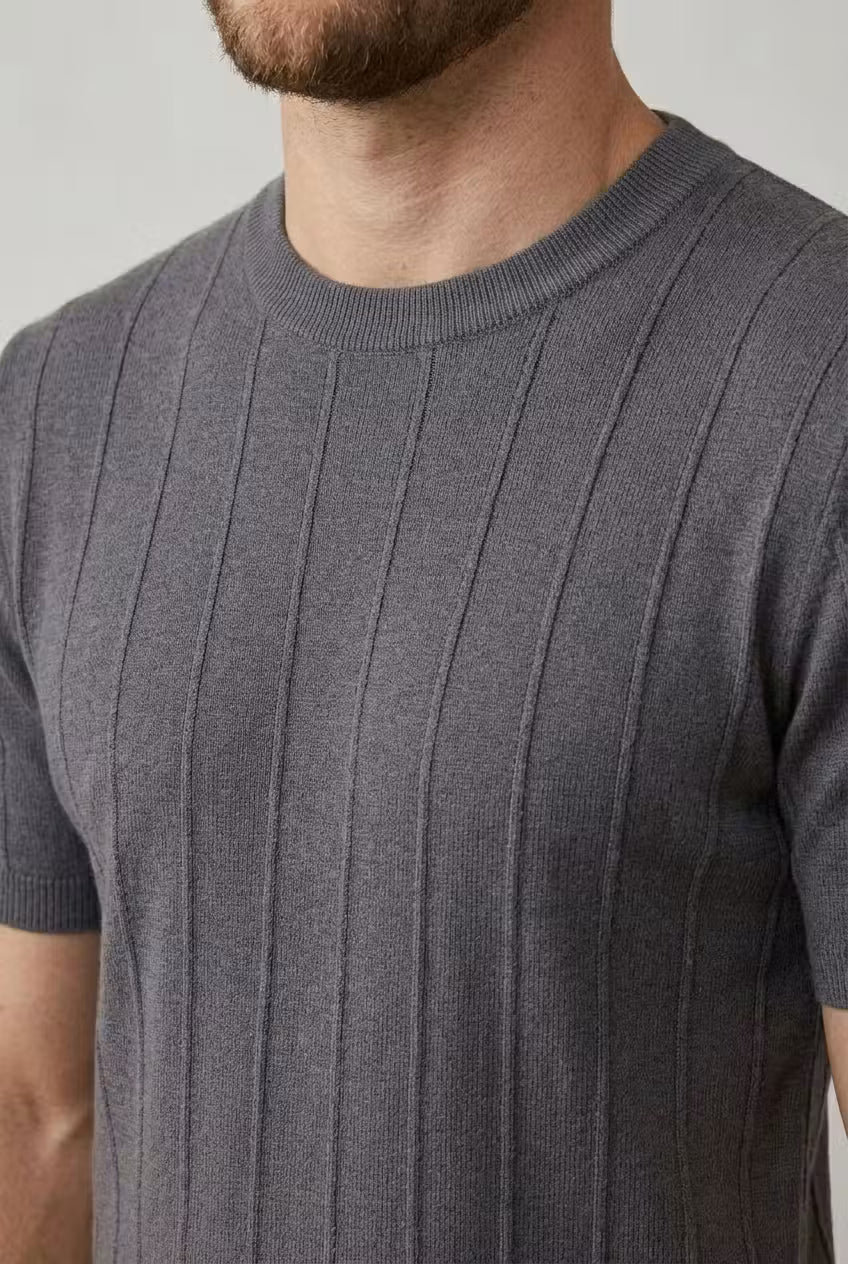 Men’s Vertical Rib Knit Short Sleeve Shirt