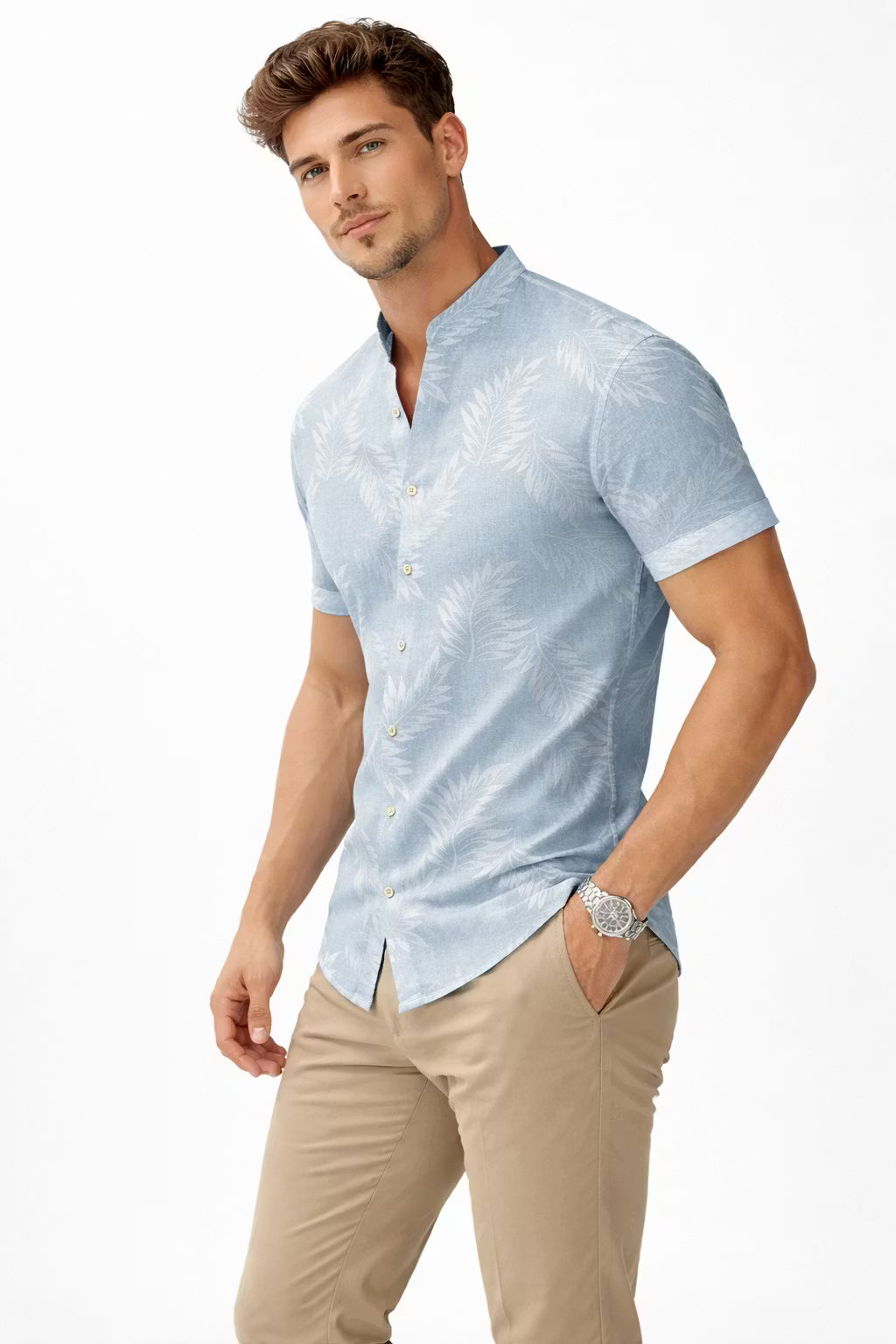 Abstract Leaf Textured Resort Shirt