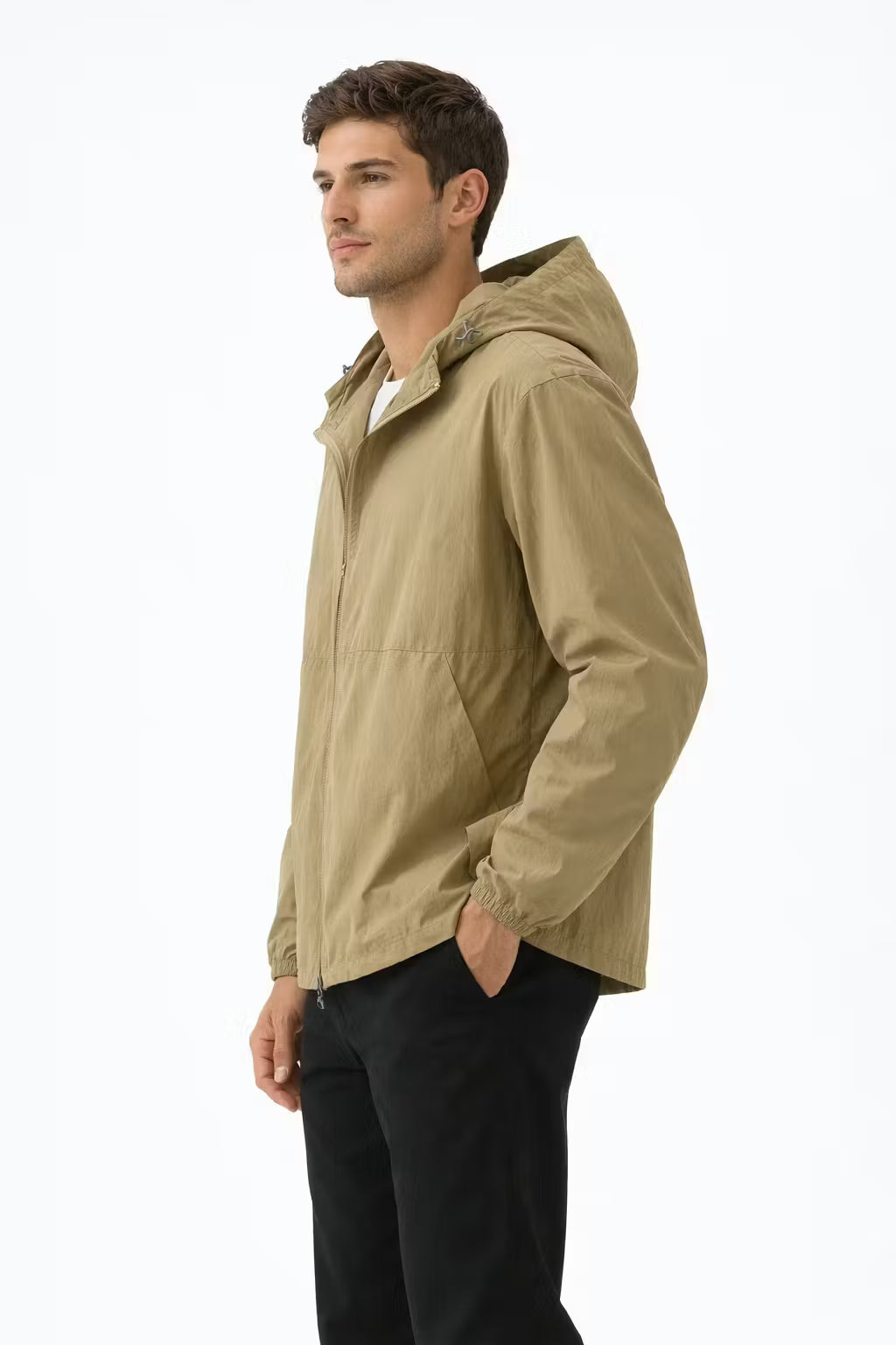 Crinkle Nylon Hooded Jacket