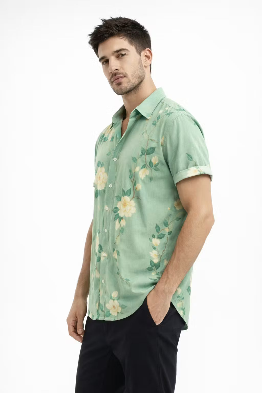 Floral Short Sleeve Button Shirt