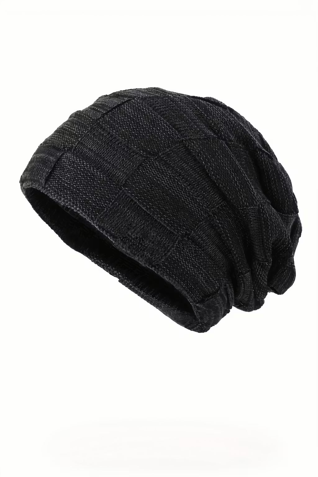 Grid Slouch Knit Beanie