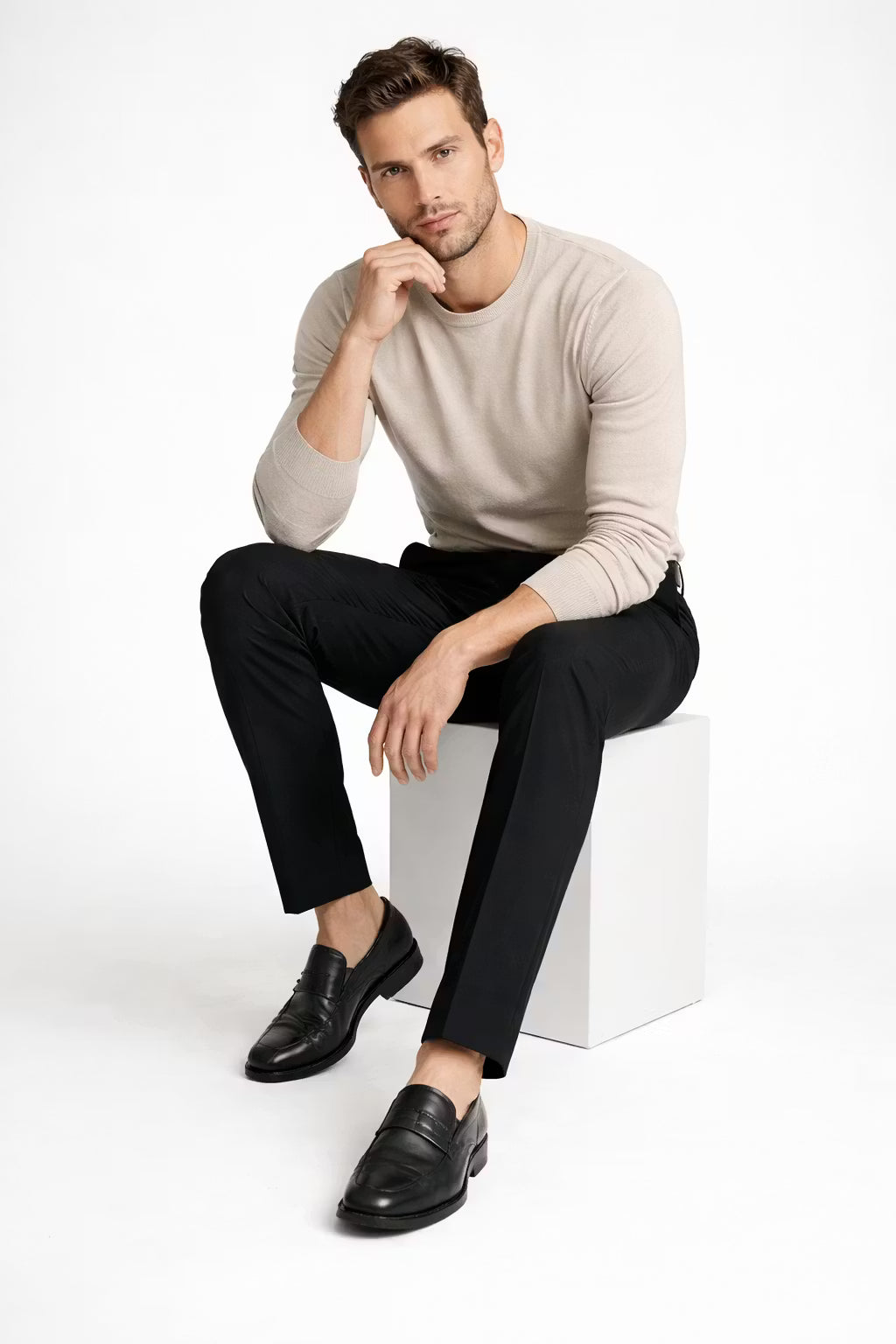 Tailored Straight-Leg Dress Trousers