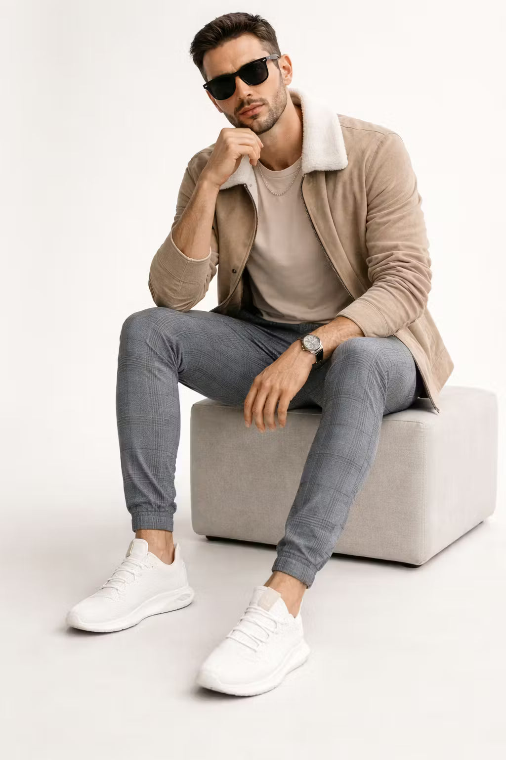 Modern Plaid Street Joggers