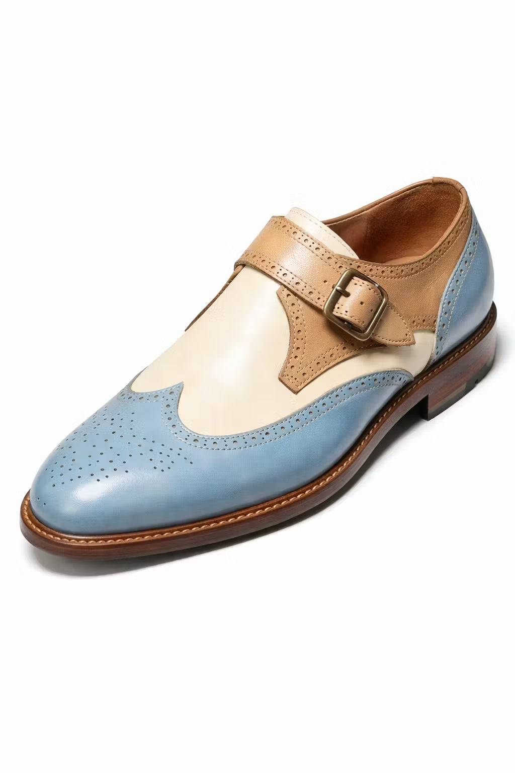 Tri-Tone Monk Strap Wingtip Oxfords
