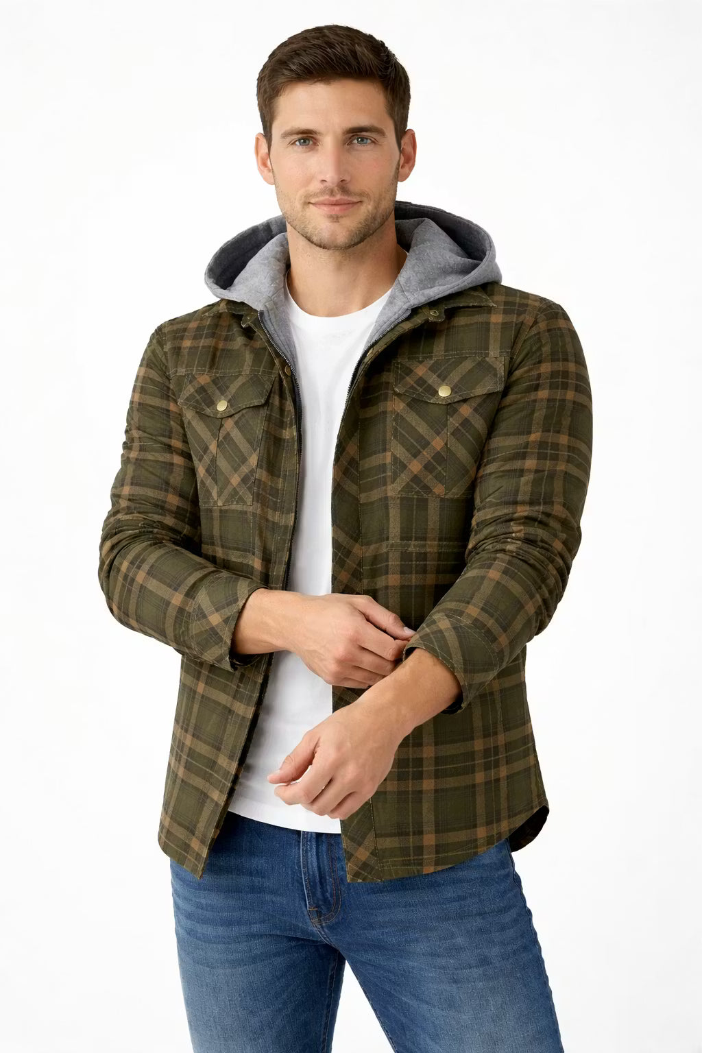 Hooded Plaid Field Jacket