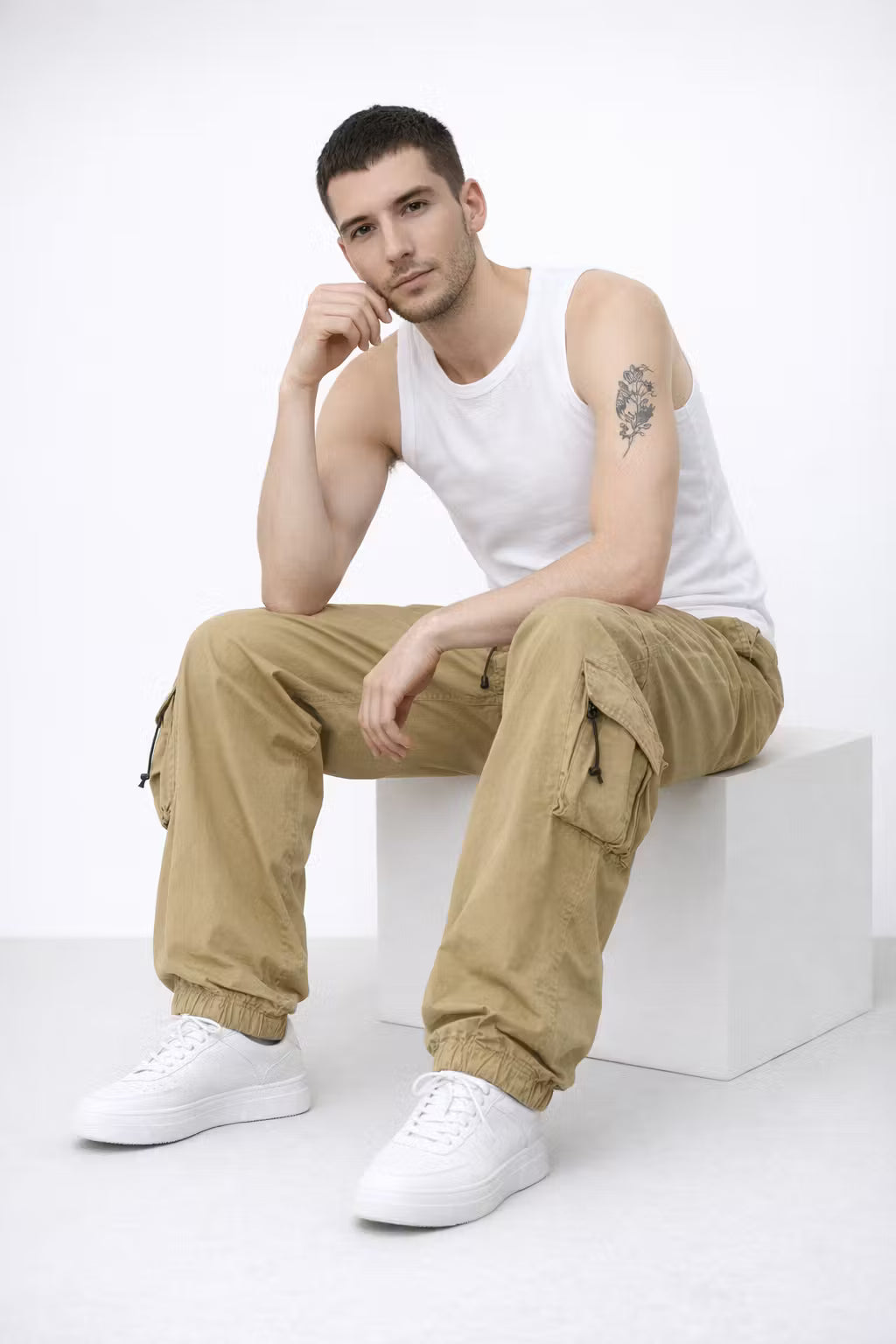 Utility Wide-Leg Cargo Trousers