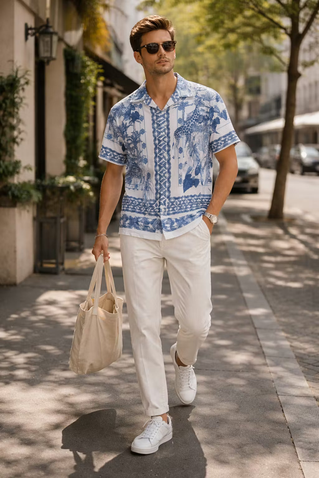Safari Scenic Print Camp Collar Shirt