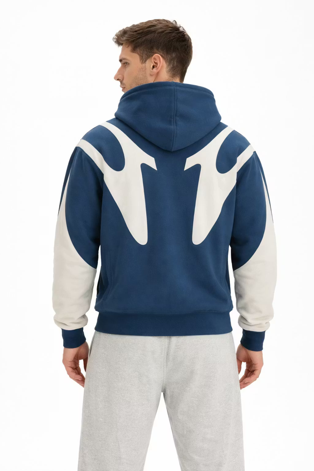 Contrast Panel Streetwear Zip Hoodie