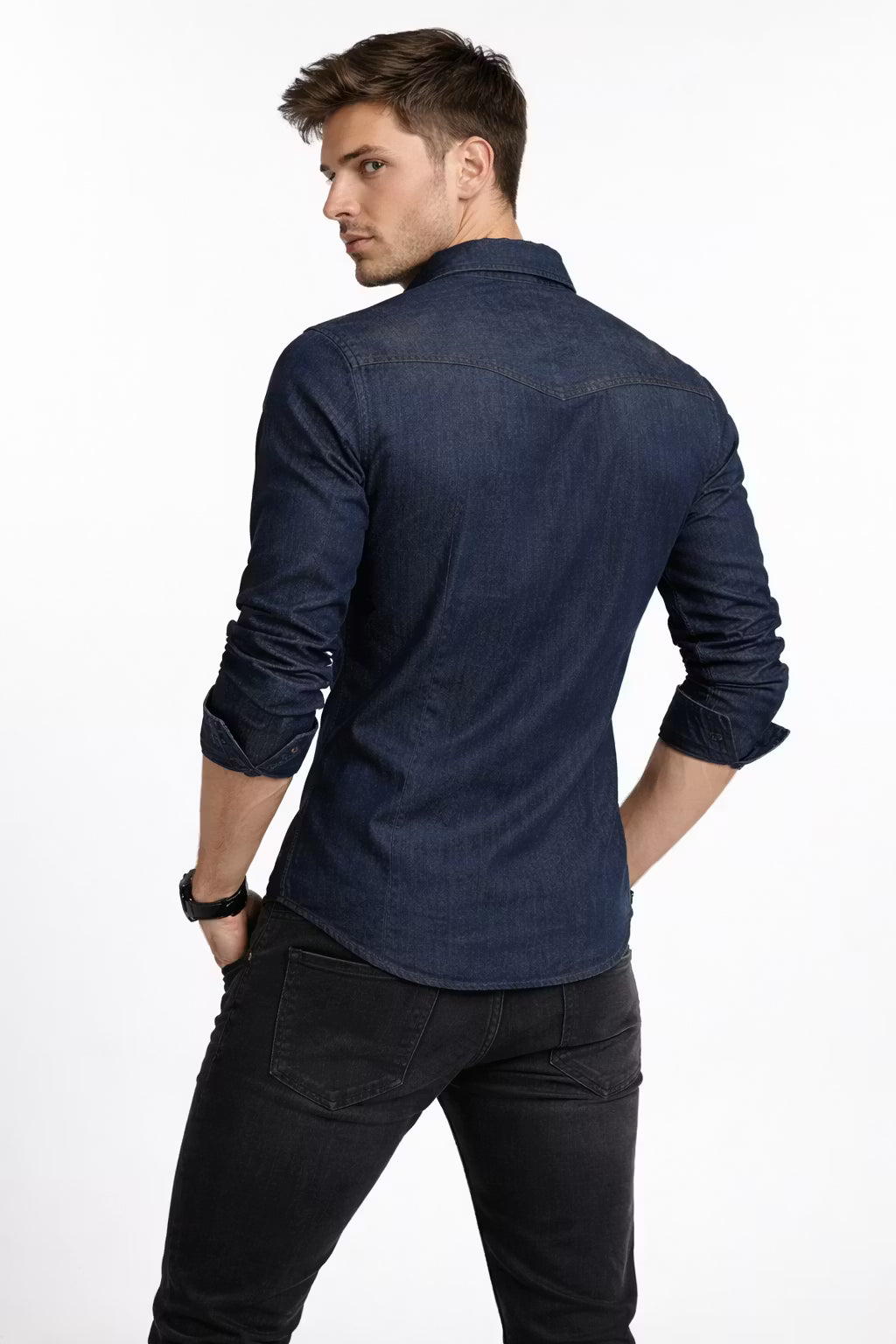 Lakemont Double Breast Pocket Western Denim Shirt