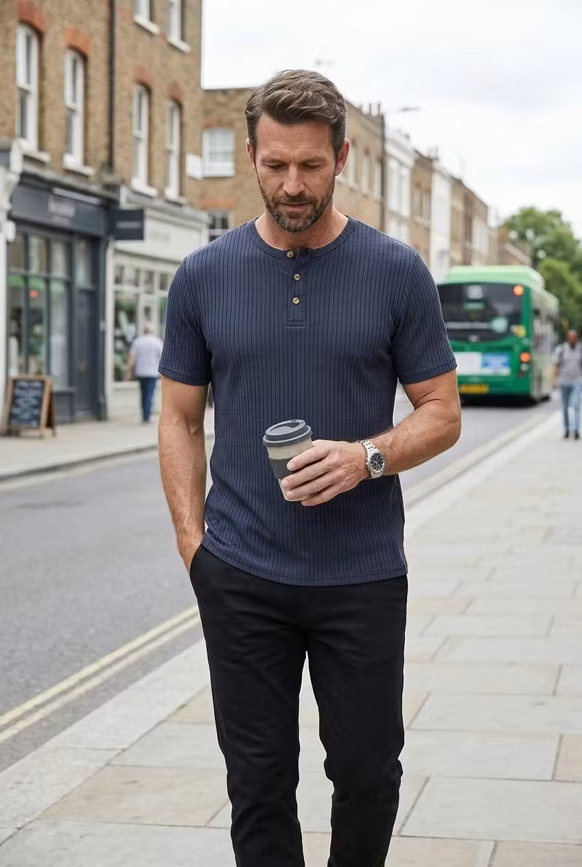 Camiseta henley canalé Sebastián