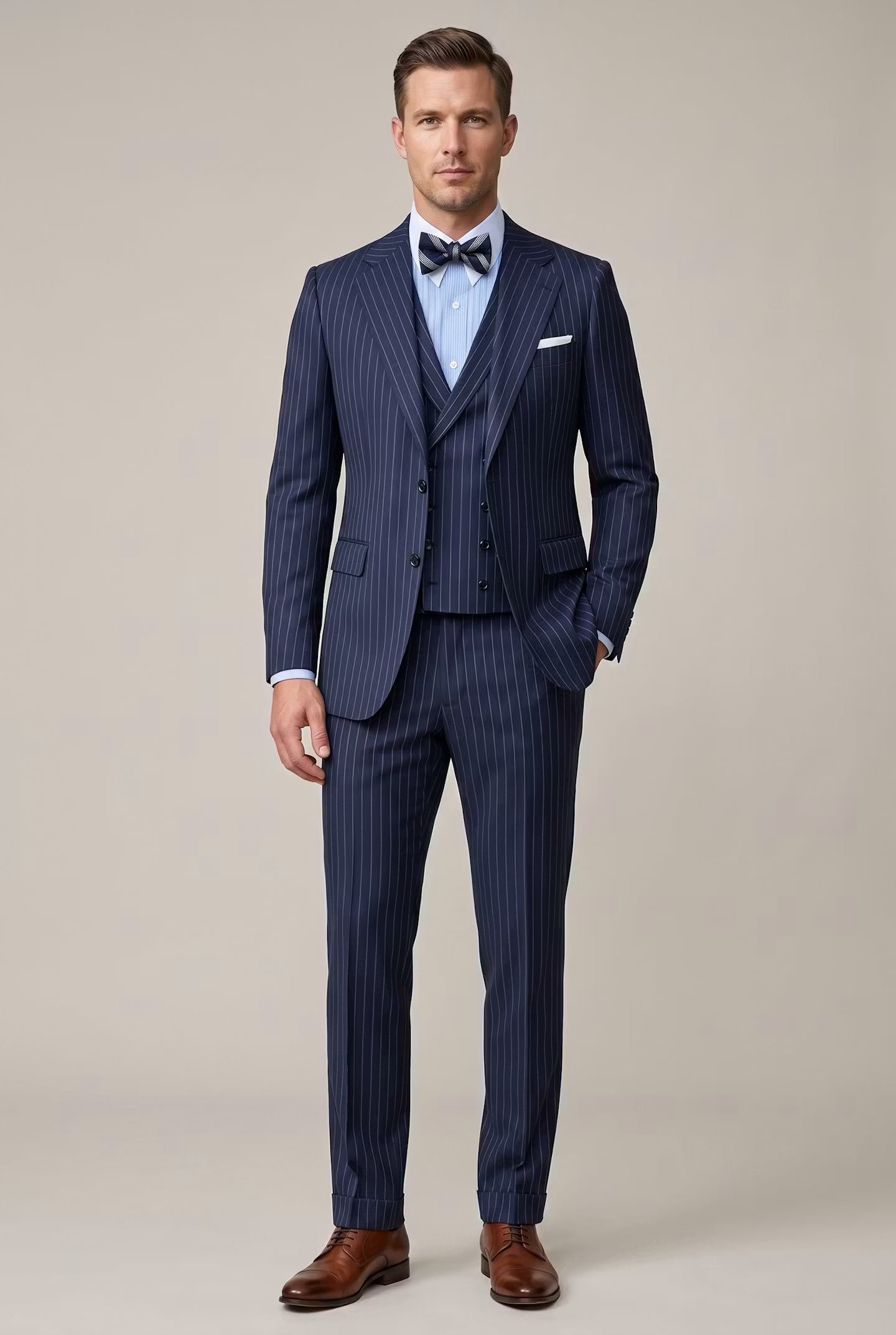 Sterling Pinstripe Three-Piece Suit