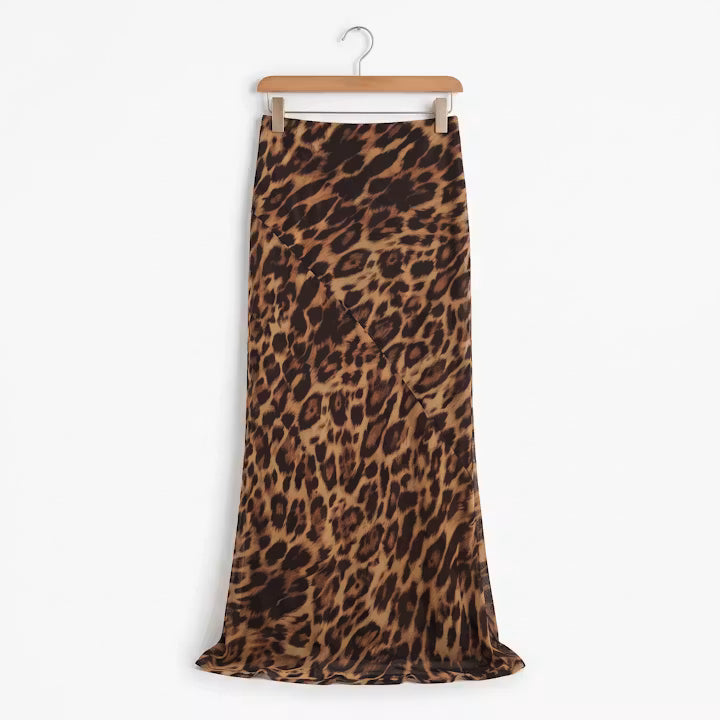 Zaria maxi-rok met luipaardprint