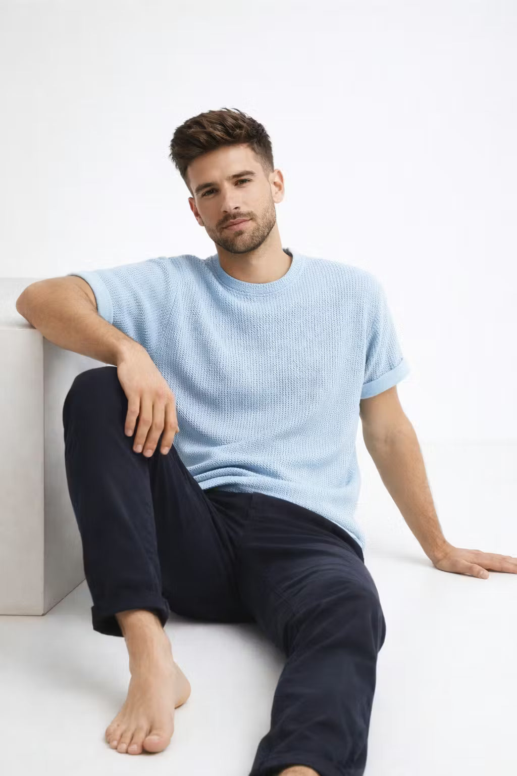 Textured Knit Crewneck Tee