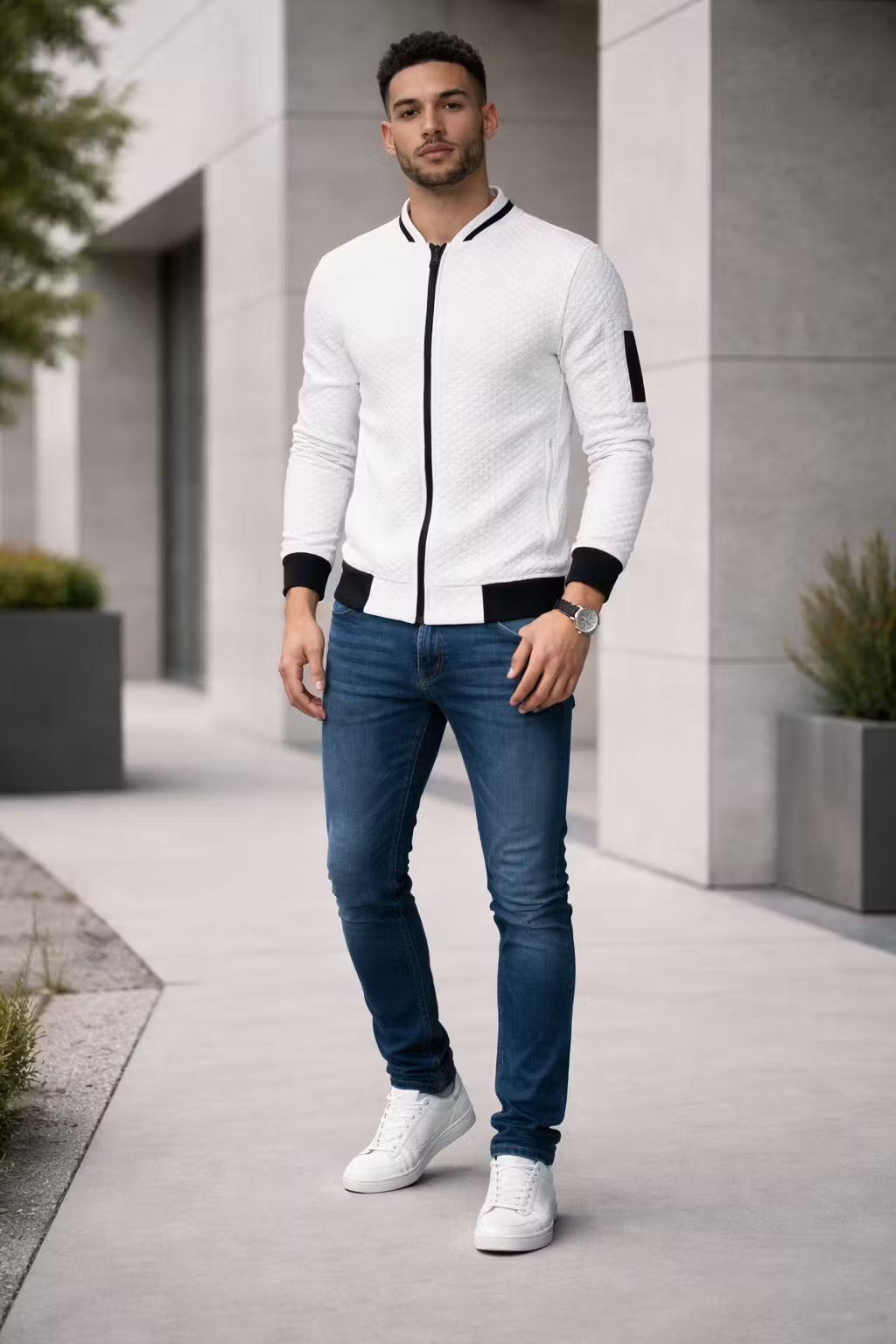 Men’s Textured Quilted Zip Jacket