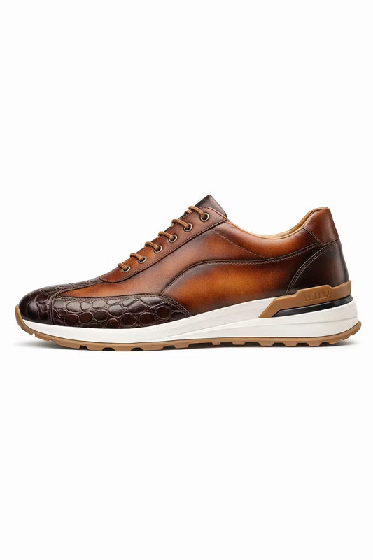 Krokodil paneel hybride sneakers