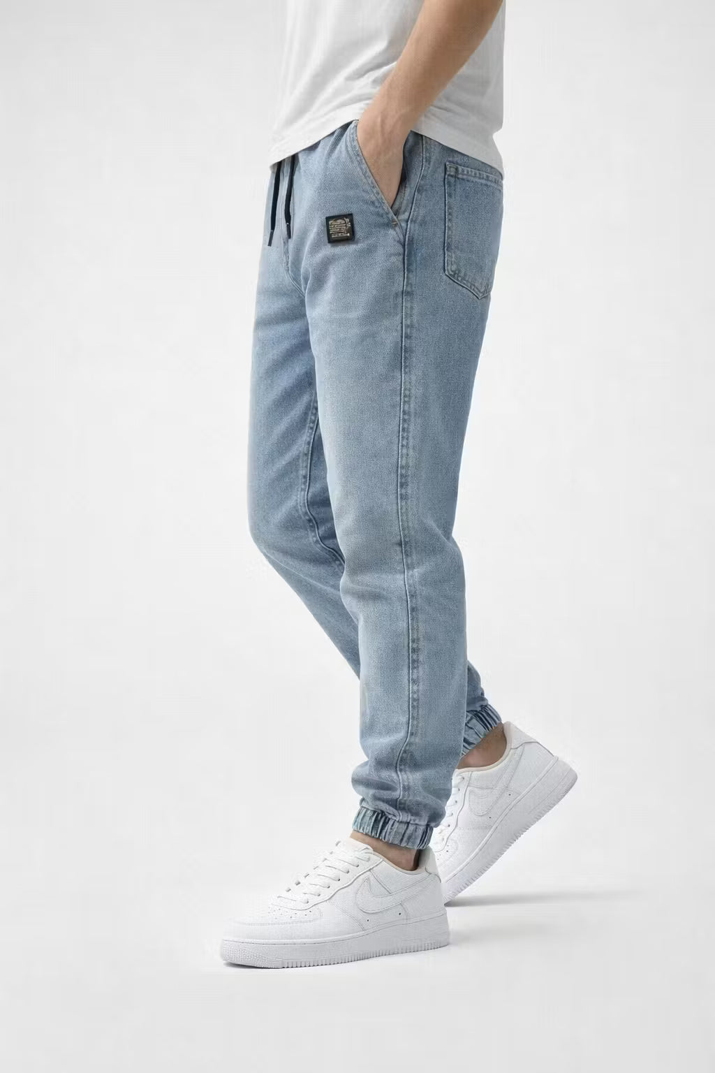 Denim Drawstring Jogger Pants