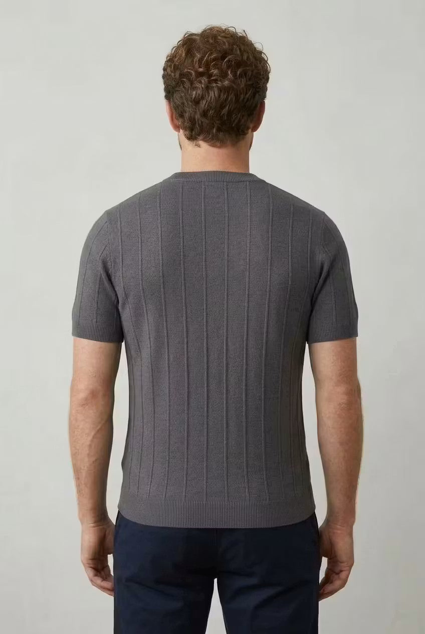 Men’s Vertical Rib Knit Short Sleeve Shirt