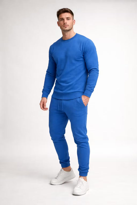 Structured Knit Crewneck and Jogger Trousers Set